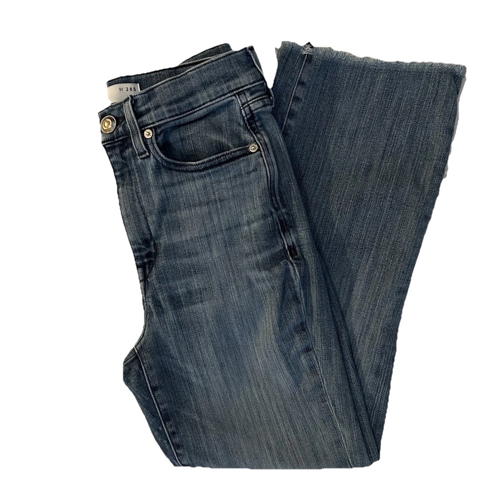 AYR The Pop‎ Womens Jeans W28S Blue High Rise Straight Leg Denim Raw Hem